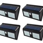 4 faretti con pannello solare ricaricabile con sensore di movimento