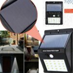 4 pz faretto a led con pannello solare sensore di movimentoe crepuscolare per esterno
