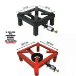 Bruciatore fornellone ghisa struttura ferro cm 30x30 per gas gpl bruciapiù