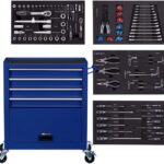 Carrello da officina a 4 scomparti con 81 attrezzi inclusi con tappetini antiscivolo 2 ruote con freno di stazionamento