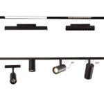 Faretto led 15 o 20w magnetico per binario ad incasso nero direzionabile