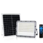 Faro proiettore led ad energia solare ip65 dimmerabile con telecomando e sensore crepuscolare