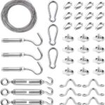 Kit per rotolo di filo da giardino e filo per recinzioni, 30 m in acciaio inox 304, filtro per tenditori, gancio di espansione, moschettone, morsetti per funi metalliche