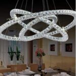 Lampadario a sospensione 3 cerchi in cristallo 42wx2 design moderno 203