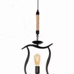 Lampadario a sospensione in ferro battuto con corda di canapa ms13