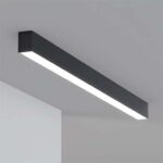 Plafoniera led 48w 120x7x5cm nera da sospensione con cavo acciaio pi-16-48w-sw
