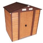 Box Casetta Rimessa Ripostiglio per Giardino Lamiera Zincata Effetto Legno 152x193x203h