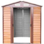 Box Casetta Rimessa Ripostiglio per Giardino Lamiera Zincata Effetto Legno 152x193x203h - immagine 2