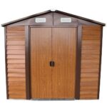 Box Casetta Rimessa Ripostiglio per Giardino Lamiera Zincata Effetto Legno 152x193x203h - immagine 4