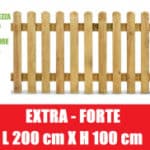 .Steccato in Legno di Pino con Doghe - Dimensioni: L 200cm x H 100cm