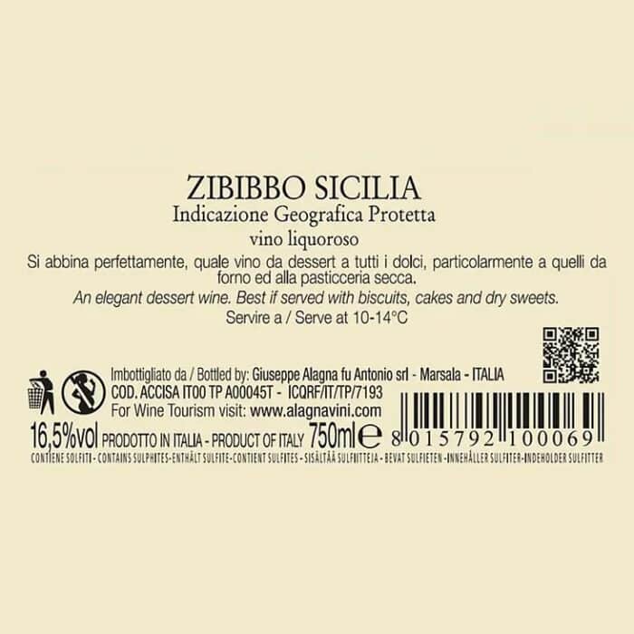 Etichetta Zibibbo Duzi’ Sicilia IGT – vino liquoroso dolce siciliano Alagna Vini