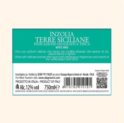 Etichetta del Vino Inzolia Sicilia IGP Inarì bianco siciliano