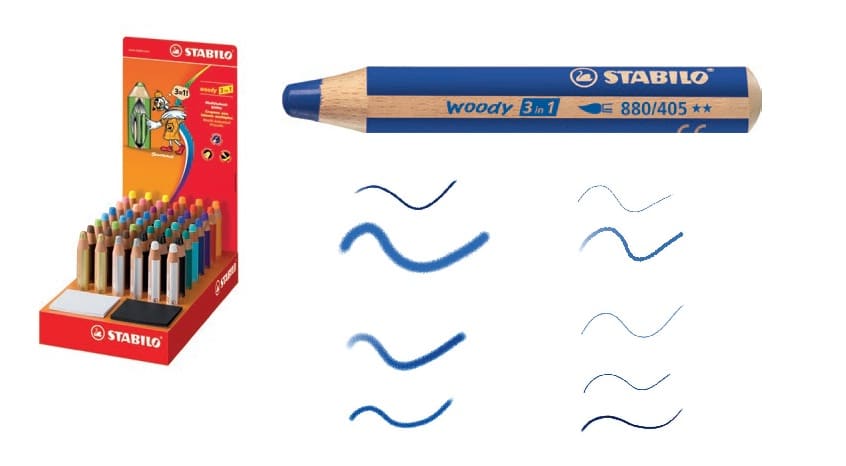 zoom_10196-0-5640bdfc.jpg STABILO WOODY 3 IN 1 MATITA COLORATA - PASTELLO A CERA - ACQUERELLO IN ESPOSITORE 48 PZ - immagine 1