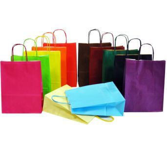 BUSTE SHOPPERS MANICO TORCIGLIONE COLORI MISTI  cm 46x16x49 -  Conf. 25 pz
