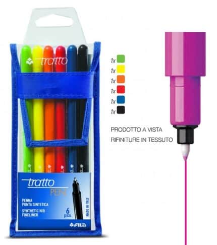 PENNARELLI TRATTO PEN METAL LOOK BUSTA 6 pz PUNTA TONDA