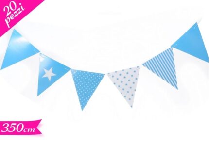 FESTONE 20 BANDIERINE PARTY AZZURRO 350 CM