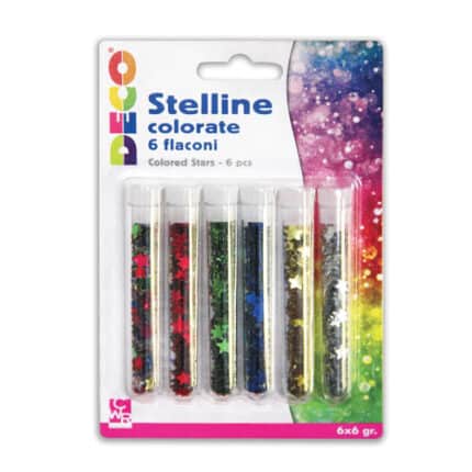 GLITTER STELLINE - BLISTER 6 FLACONI ml 12 - COLORI ASSORTITI