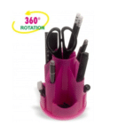 PORTAOGGETTI DA SCRIVANIA GIREVOLE + CANCELLERIA COLORE ROSA