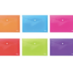 BUSTE PORTADOCUMENTI FLUO CON BOTTONE PPL MISURA LETTERA CM 11X22 CONF. 6 PEZZI