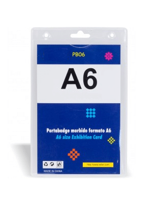 PORTABADGE IN PVC CON FORO PER TRACOLLA FORMATO A6 MM 110X160 CONF. 10 PEZZI