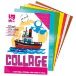 ALBUM PER COLLAGE CWR IN CARTA RASATA LUCIDA - 12 Fogli- 80gr - cm 20X24 - COLORI ASSORTITI- conf. 25 pz