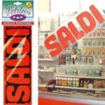 CARTELLI SALDI ORIZZONTALE -  Cm 47X16 - IN CARTA ADESIVA REMOVIBILE TRASPARENTE - CONF. 2 pz