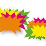 CARTELLINI SEGNAPREZZI STELLA - Cm 24X14 - IN CARTONCINO COLORI FLUORESCETI ASSORTITI - CONF. 50 pz