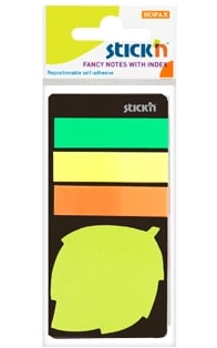 INDICIZZATORI PAGINE ADESIVI  STICK'N  mm45 x mm12 (25 FOGLI x 3) + MEMO FOGLIA - mm 44X44 - 20 FOGLI