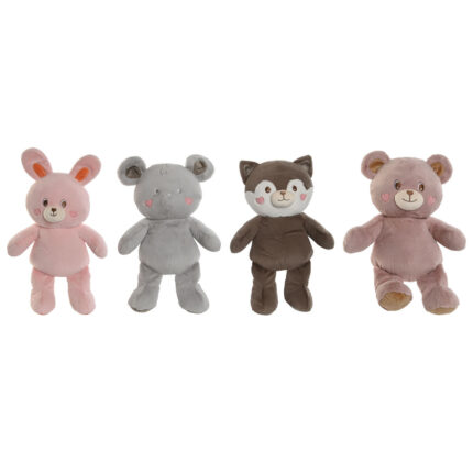 Peluche Home ESPRIT Marrone Grigio Rosa Poliestere Animale 28 x 22 x 32 cm (4 Unità)