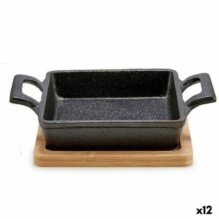 Casseruola per Servire le Tapas Kinvara Marrone Nero Legno Bambù Ferro 19 x 5 x 14 cm 14 x 5 x 18,5 cm (12 Unità)