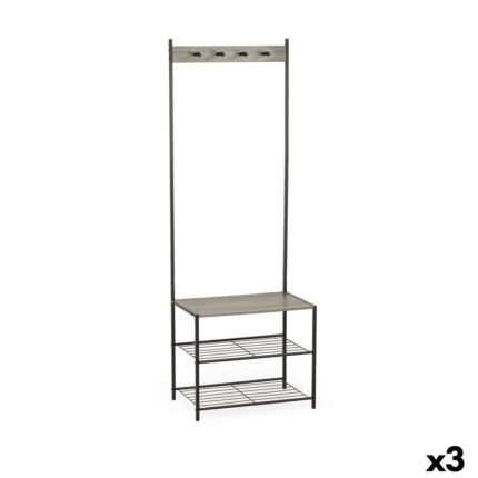 Appendiabiti con ripiano MobleKit Nero Grigio Legno Metallo 160 x 40 x 175 cm (3 Unità)3X