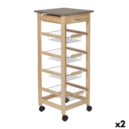 Carrello per Verdure MobleKit Marrone Grigio Legno Metallo 37 x 37 x 82 cm (2 Unità)X2