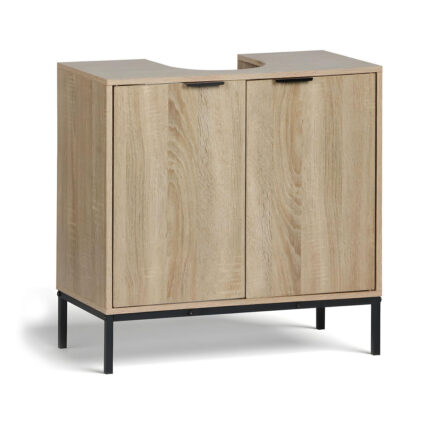 Mobile Sotto Lavello MobleKit Marrone Nero Legno Metallo 60 x 30 x 60 cm