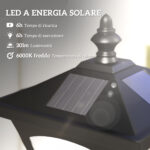 Lampada da Giardino a LED a Energia Solare Impermeabile IP44, 15x15x177 cm, Nero - immagine 4