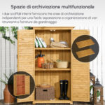 Casetta in Legno da Giardino con Tetto Impermeabile, Armadio da Esterno Porta Attrezzi da Giardino con 3 Mensole, 87x46,5x160cm - immagine 4