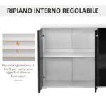 Mobiletto con 3 ante e 2 cassetti Nero Lucido, Antigraffio 106 x 35 x 76 - immagine 5