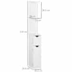 Colonna Bagno con 2 Ripiani e 2 Armadietti, Mobile Alto Salvaspazio 15,2x29,8x118 cm, Bianco - immagine 3