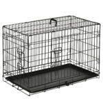 Gabbia per Animali Domestici Trasportino per Cani e Gatti Pieghevole in Acciaio Doppia Apertura, 76x46x52cm, Nero