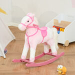 Cavallo a Dondolo in Legno con Suono Animale Regalo Giocattolo per i Bambini, 74 x 28 x 65 cm, Rosa - immagine 8