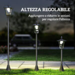 Lampada da Giardino a LED a Energia Solare Impermeabile IP44, 18x18x160 cm, Nero - immagine 6