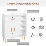Credenza Moderna con Armadietto e Cassetto, Mobile Multiuso in Legno per Cucina e Salotto, 80 x 29,5 x 96cm Bianco - immagine 4