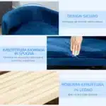 Cuccia per Cani da Interni, Divano per Gatti o Cani di Taglia Piccola Max. 10kg, Blu - immagine 3