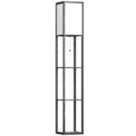 Lampada a Terra 40W con 3 Mensole Integrate e Interruttore a Pedale, Lampada Moderna in MDF e PS, 26x26x160 cm, Nero e Bianco