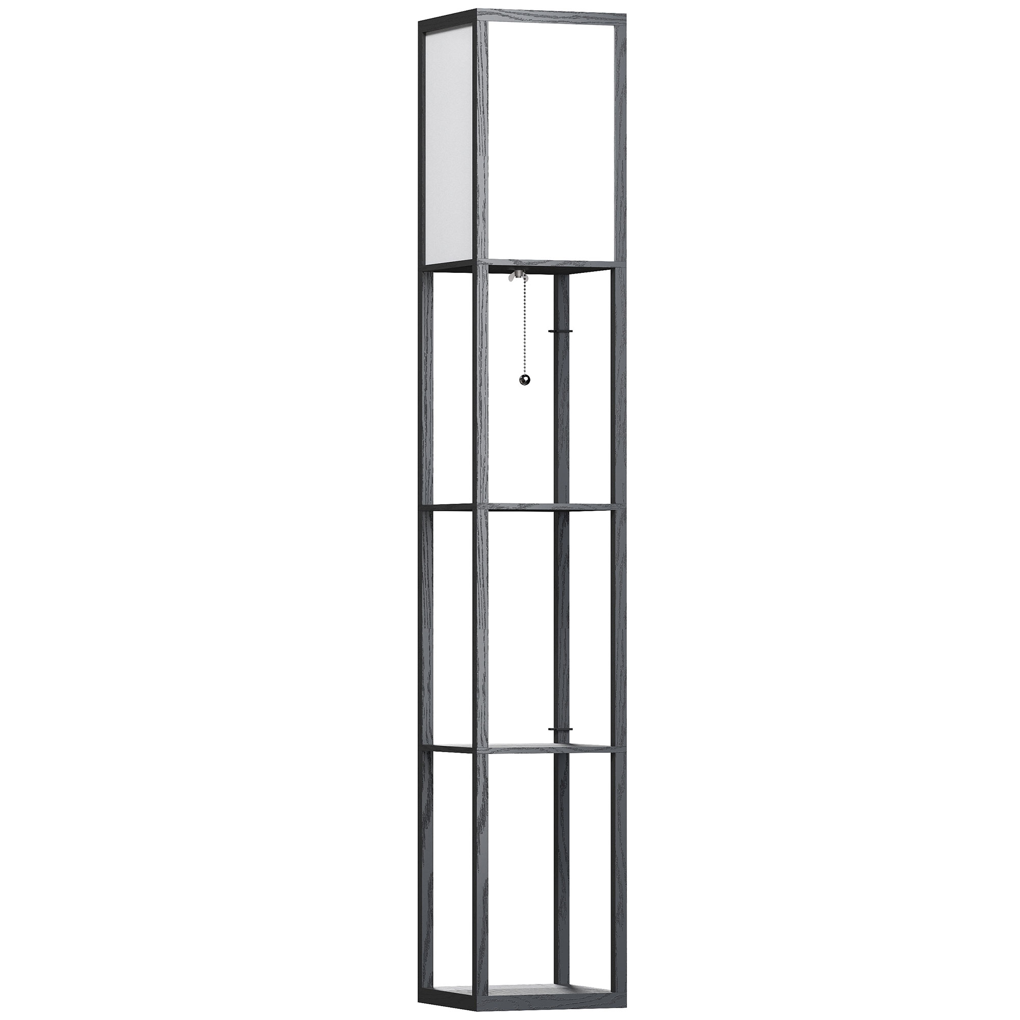 245df519b98df5d57.jpg Lampada a Terra 40W con 3 Mensole Integrate e Interruttore a Pedale, Lampada Moderna in MDF e PS, 26x26x160 cm, Nero e Bianco - immagine 1