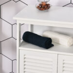 Mobiletto da Bagno Impermeabile con 2 Ripiani e Armadietto MDF Bianco - immagine 6