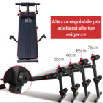 Panca Multifunzione con Vogatore a Molla e Schienale Regolabile e 2 Corde Elastiche, 55,5x137,5 cm Nero - immagine 5