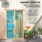 Casetta da Giardino in Legno di Abete con Tetto Impermeabile e 2 Mensole, 75x56x115 cm - immagine 4