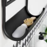 Specchio da Parete con Mensola Inferiore e Struttura in Metallo, 36,2x12x71,7cm, Nero - immagine 8