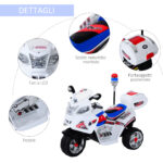 Moto Elettrica per Bambini da 3-5 Anni Motorino Elettrico Giocattolo 3 Ruote con Musica, Velocità 3KM/h, Luci 112×51×72,5cm - immagine 6