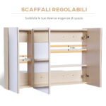 Specchio Bagno Contenitore con 3 Ante a Specchio Soft Close, Specchiera Bagno con Ripiani Regolabili in Legno e Vetro, 90x13,5x60 cm, Color Legno - immagine 5